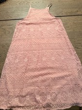 Altar’d State Pink Lace Halter Dress Size S Lined Boho Crochet Summer Party