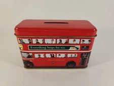 Ahmad English Breakfast Tea Tin Coin Bank London Double Decker Bus