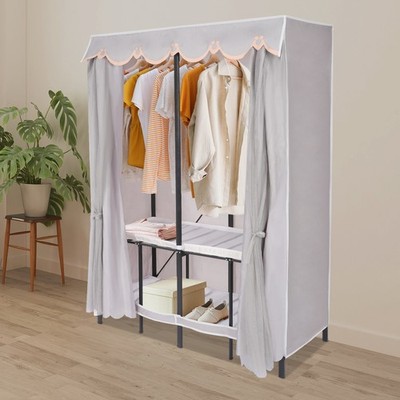 Portable Clothes Closet Wardrobe Foldable Shoe Garment Rack Organizer With Cover