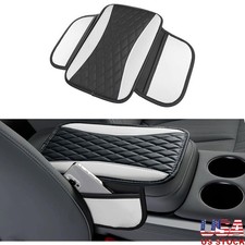 Car Armrest Cover Leather Waterproof Console Protector W/ Side Storage Pockets