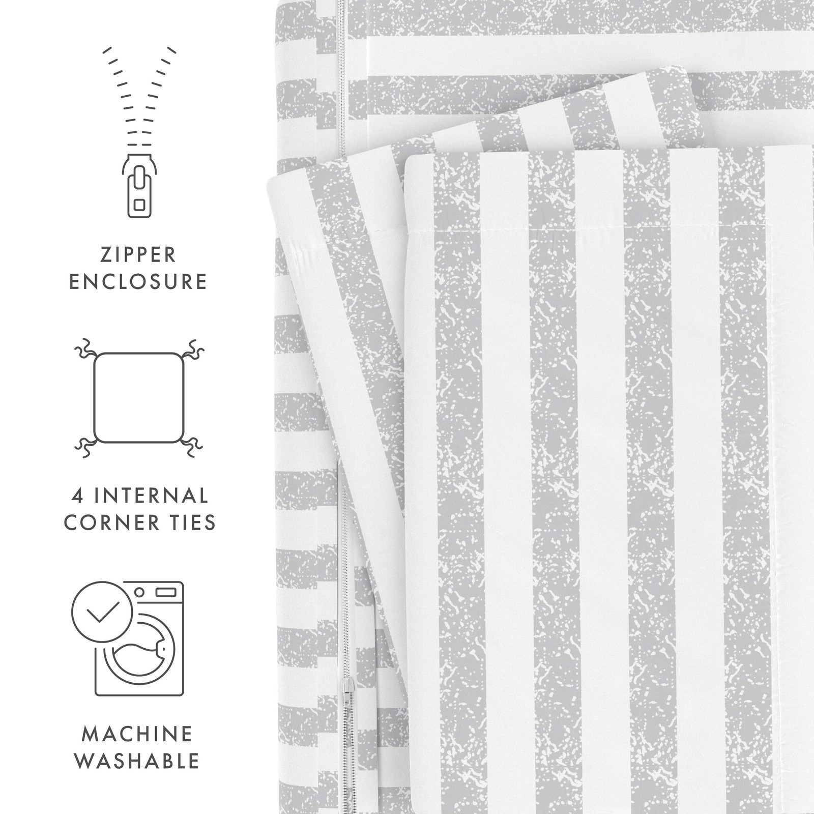 Noble Linens Light Grey 3-Piece Duvet Cover Set, King/California King,soft