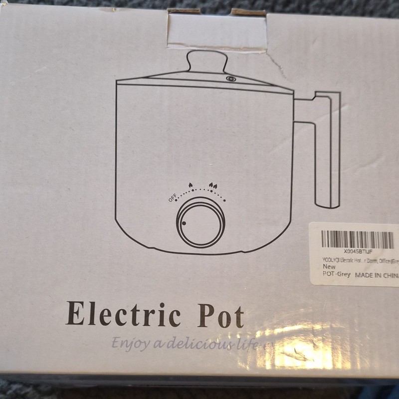 YOLOVY Electric Pot Slow Cooker Grey with Pot, Lid, Model X004S8T1JF