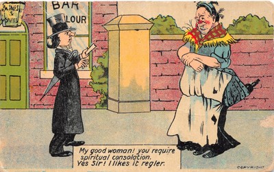 UK AND FOREIGN COMIC POSTCARD LADY GOOD GOOD PLUS