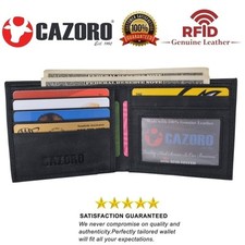 Real Leather Mens Bifold USA Wallet RFID Blocking Slim Minimalist Front Pocket I