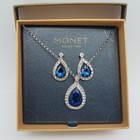 Monet Designer Halo Style Pave Blue Stones Bundle 2pcs 71.3g