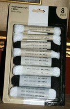 8 PAIR Quality Adult Shoe Laces Shoestrings Boot Laces Black White 4 Sizes -New 