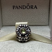 72B NIB AUTH PANDORA SS/PERIDOT AUGUST BIRTHDAY BLOOMS CHARM 790580PE RETIRED