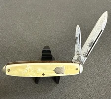 Vintage KENT NY CITY 2 Blade CRACKED ICE Pocket Knife - USA - 3 3/8” Closed