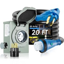 50 Amp Generator Cord 20FT and Power Inlet Box, Pre-Drilled 50 Amp Generator ...