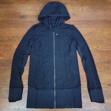 Lululemon Women's 6 Black Daily Practice Jacket Zip Front Thumbholes Long