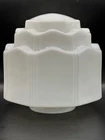 Vintage Tiered Art Deco Milk White Glass Skyscraper Lamp Shade Geometric Stepped
