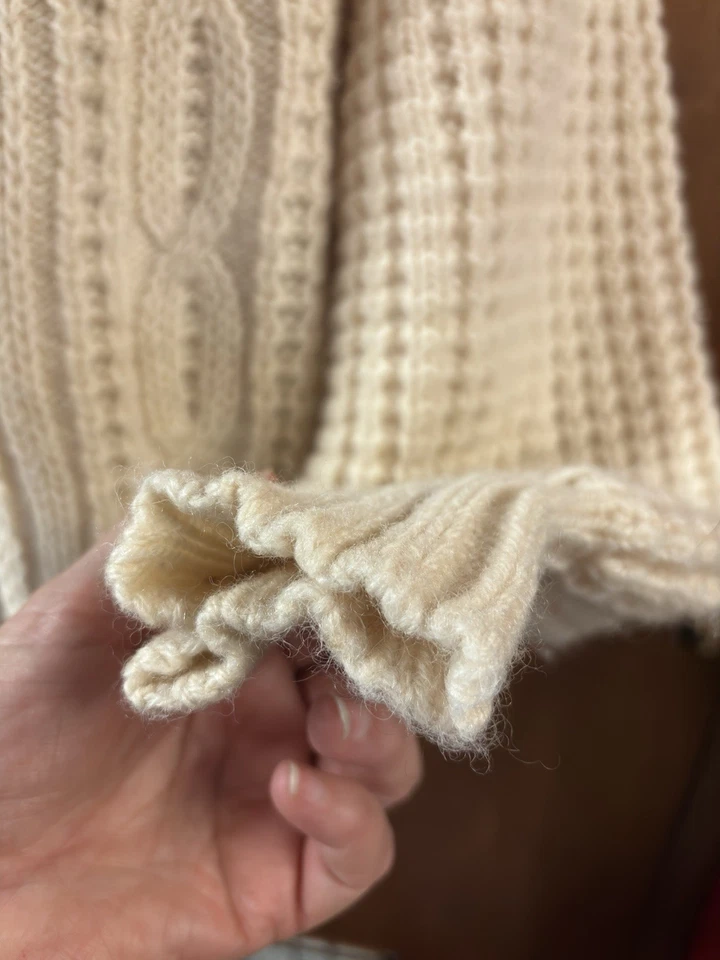 "Suéter tejido de pescador de lana Bonner Ireland telar a mano crema 28"" Pit to Pit" Foto 4 de 4
