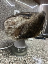 Vintage Real Fur Hat Raccoon Fur Brown Winter Cap Unisex