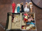 Vintage 1962 Barbie Carrying Case With 5 Barbie and Ken Dolls with Accessories