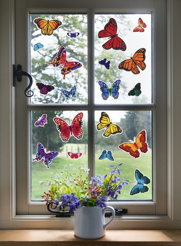 100-Count Static Cling Vinyl Window Decorations, Butterflies (5 Sheets of 20) - Picture 6 of 7