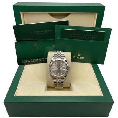 Rolex Datejust 41 126334 Stahl Weiss Gold Silber Zifferblatt Automatik Uhr B&p