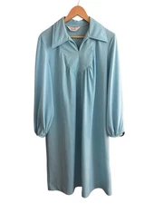 Vintage 1960s Lady Blair npc Dress Light Blue House Coat Gown Trad Wife Granny