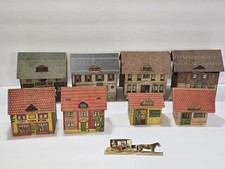 Antique 1897 New Pretty Village McLoughlin Bros 8 Buildings Houses 2 Mats