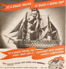 1947 Texaco Gasoline & Oil Company Advertisement Model Ship Nautical E8F