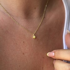 14k Gold Yellow Enamel Evil Eye Necklace Nazar Charm Pendant Good Luck Women Her