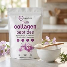 Micro Ingredients Multi Collagen Peptides Powder 16oz - Type I II III V X Unflav