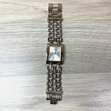 Ｘ90002G1S Silver Steel Bracelet GUESS Watch Womens Silver-tone Double Chain Bracelet 37x29mm