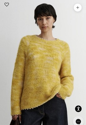 Rachel Comey Durden Sweater, Xl, Marled Yellow Brushed Alpaca