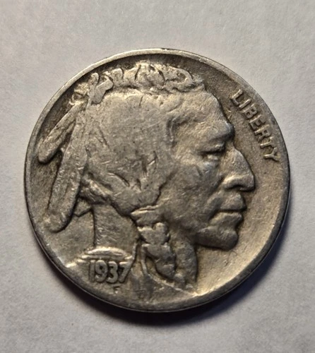 1937 Buffalo Nickel Indian Head 5c Circulated Coin Very Good VG Exact Coin Shown