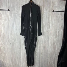 Rick Owens Flight Suit Black Silk Blend Jumpsuit Zippers Utility Foachine S/S 22