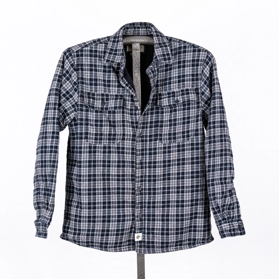 Boston Traders Men's Sherpa Lined Flannel Shacket Jacket Size MEDIUM Blue Plaid - Image 2 of 4