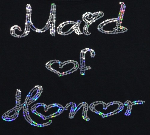 Maid of honor Bling Sequins No rhinestones transfer Iron On Hot fix applique - 第 1/2 張圖片