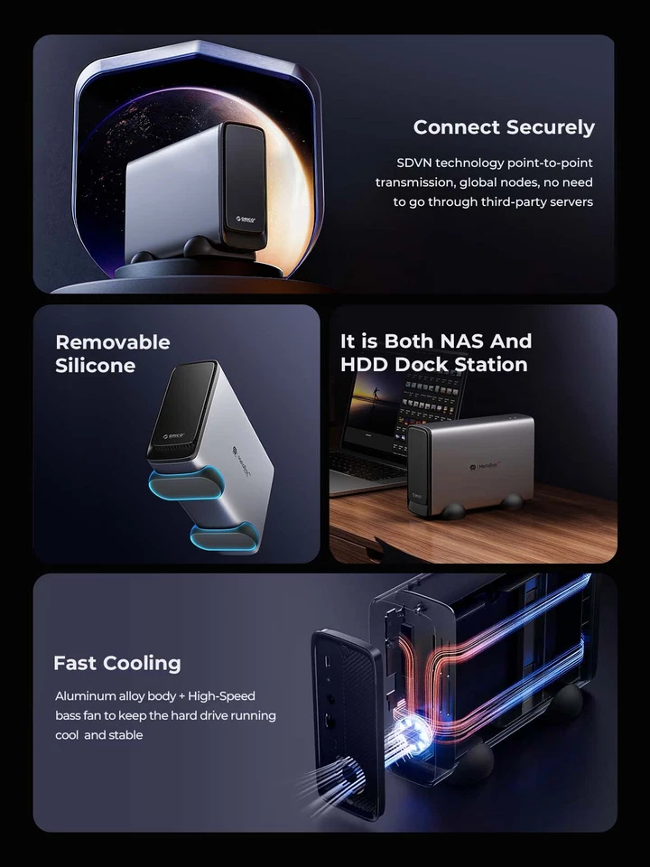 ORICO Private Cloud NAS Storage Networkable Enclosure GbE for Office Home Office - Image 3 of 4