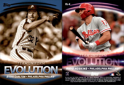 2019 Topps Series 2 Evolution EL-4 Blue RHYS HOSKINS/STEVE CARLTON Phillies