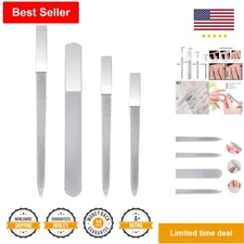4 Pcs Premium Diamond Nail File Set - Stainless Steel - Double Side - 5.9 Inch
