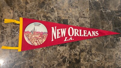 Vintage Felt Pennant New Orleans LA Jackson Square Souvenir 31'' Long
