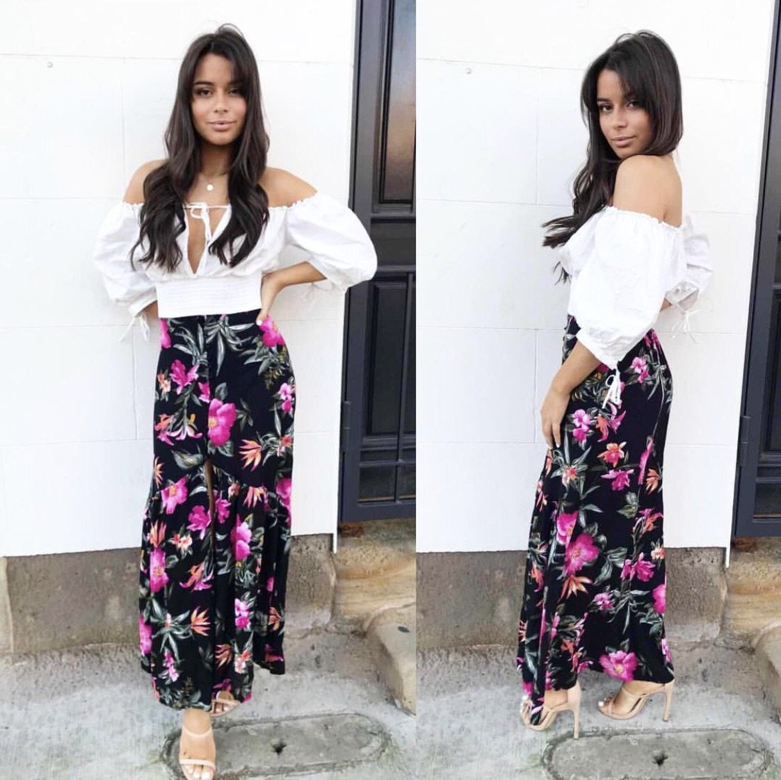 Black Print Sarita Maxi Skirt - Flowy & Stylish-image