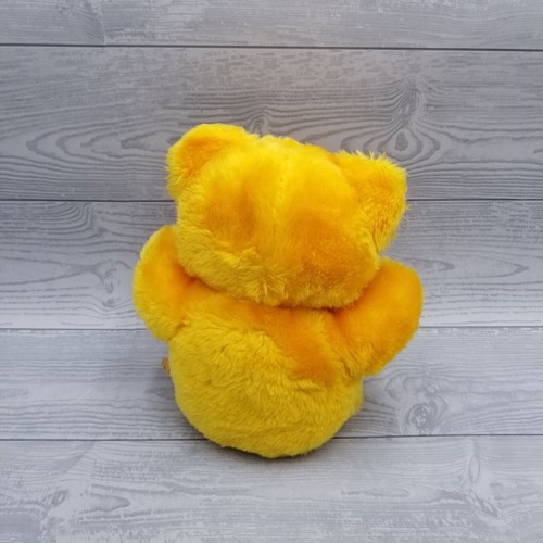 Wall-Mart Stores Yellow Gold Teddy Bear Plush with Yellow Bow Cute 9" Sitting - Picture 3 of 7