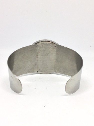 Round Cuff Bangle Bracelet Grey Silver Inlaid Mother Of Pearl Shell - Picture 7 of 10