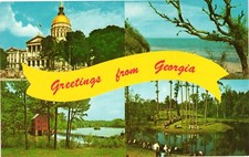 Vintage Postcard - Greetings From Georgia Quad Pic c1970 Unposted