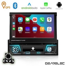 Autoradio CarPlay GPS Android 1 DIN, WIFI, Bluetooth, Rétractable + Caméra recul