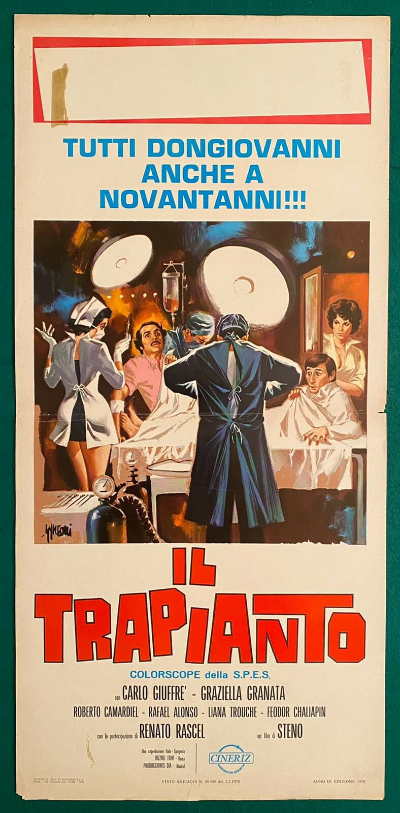 Locandina originale film Il trapianto (1970) - Regia di Steno