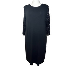 J. Jill Wearever Co Shift Dress Women Black Lace Midi Witchy Fairy Goth Career L