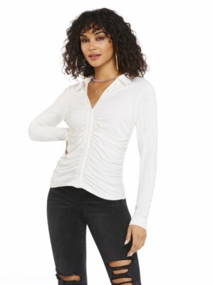 JESSICA SIMPSON  Gardenia Wren top, long sleeves. V-neck, Button Down NWT