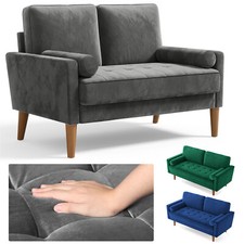 2-Sitzer Sofa Samt Kleines Sofa Getuftetes Couch Modern Mini Sofa 121x 77 X 87cm