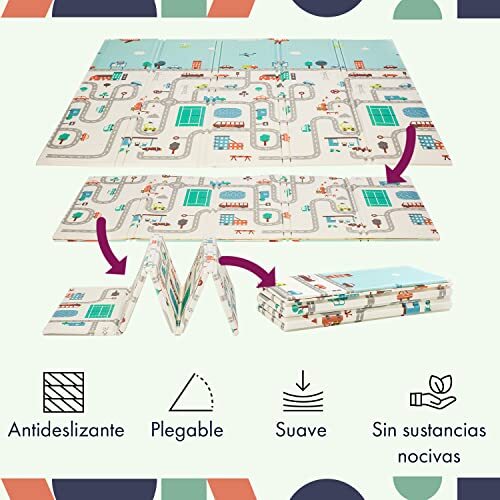 Alfombra de Juegos para bebés espesor 1 cm, plegable, antideslizante, - Imagen 2 de 7