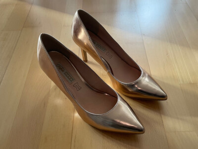 Buffalo   Damen Pumps / High Heels / Gold Rose / Leder /Größe 39 Absatzhöhe 8 cm