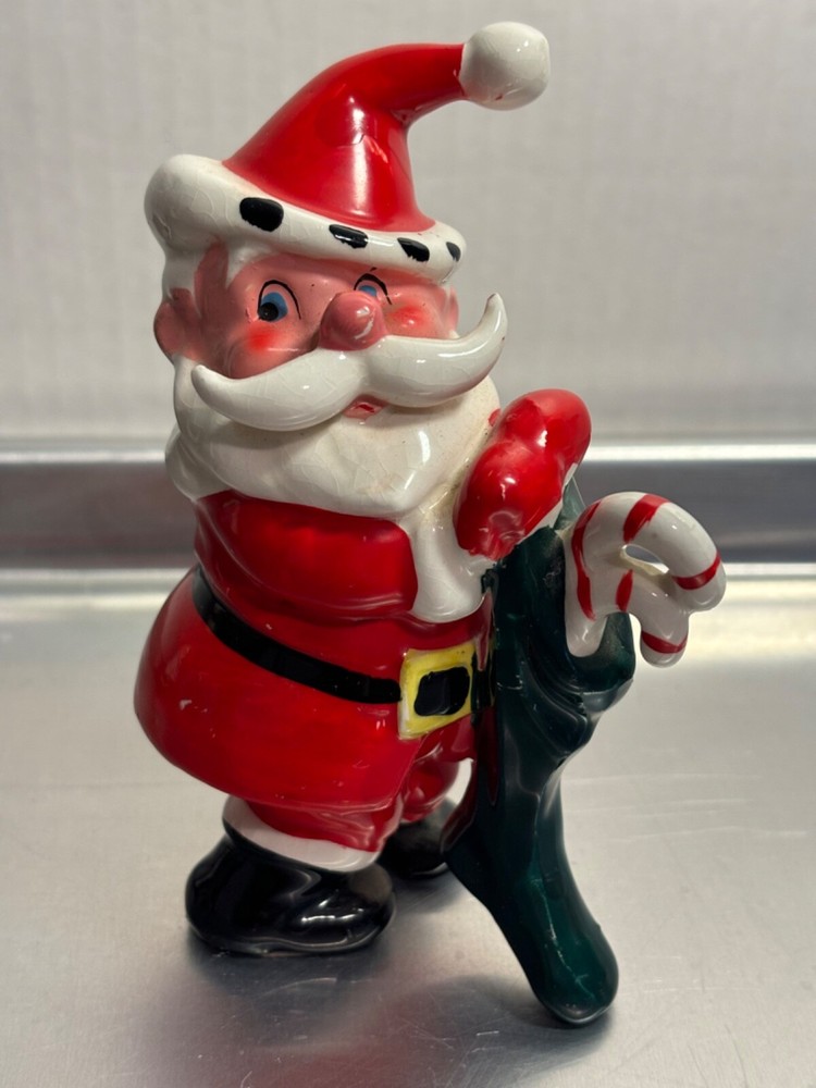 Vintage Christmas Kreiss Santa With Stocking Figurine Japan