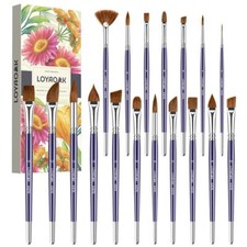 Sable Watercolor Brushes-18pcs Soft Sable Hair Paint Brush Set- Round Tip Fla...