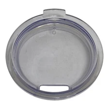 🐞 3" GENERIC CLEAR PLASTIC PRESS SEAL TRAVEL TUMBLER COFFEE CUP SIP LID EUC F0