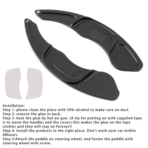 Steering Wheel Paddle Shifter Extension For VW Tiguan Variant Aluminium Black - Picture 4 of 13